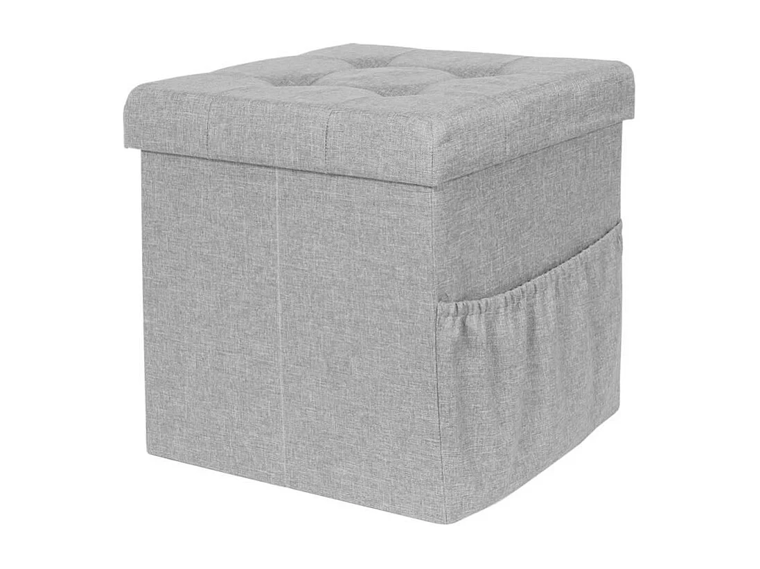 Coffre Pouf Pliable Tissu Gris Clair Gris