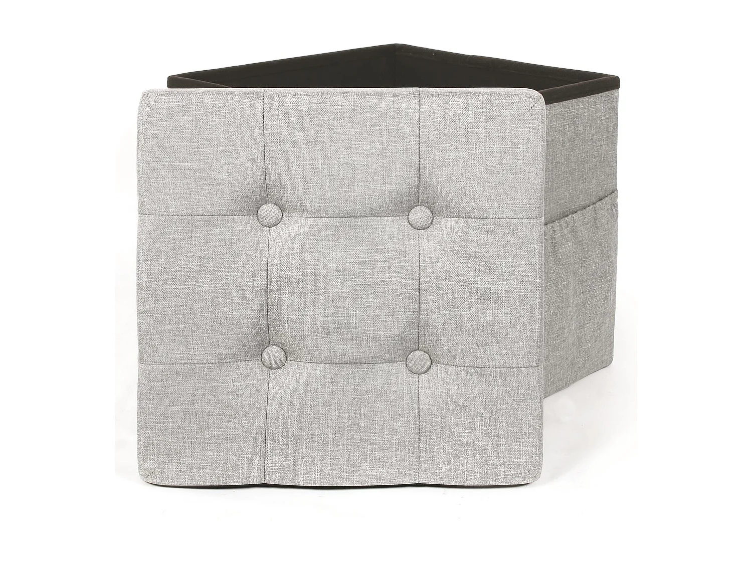 Coffre Pouf Pliable Tissu Gris Clair Gris
