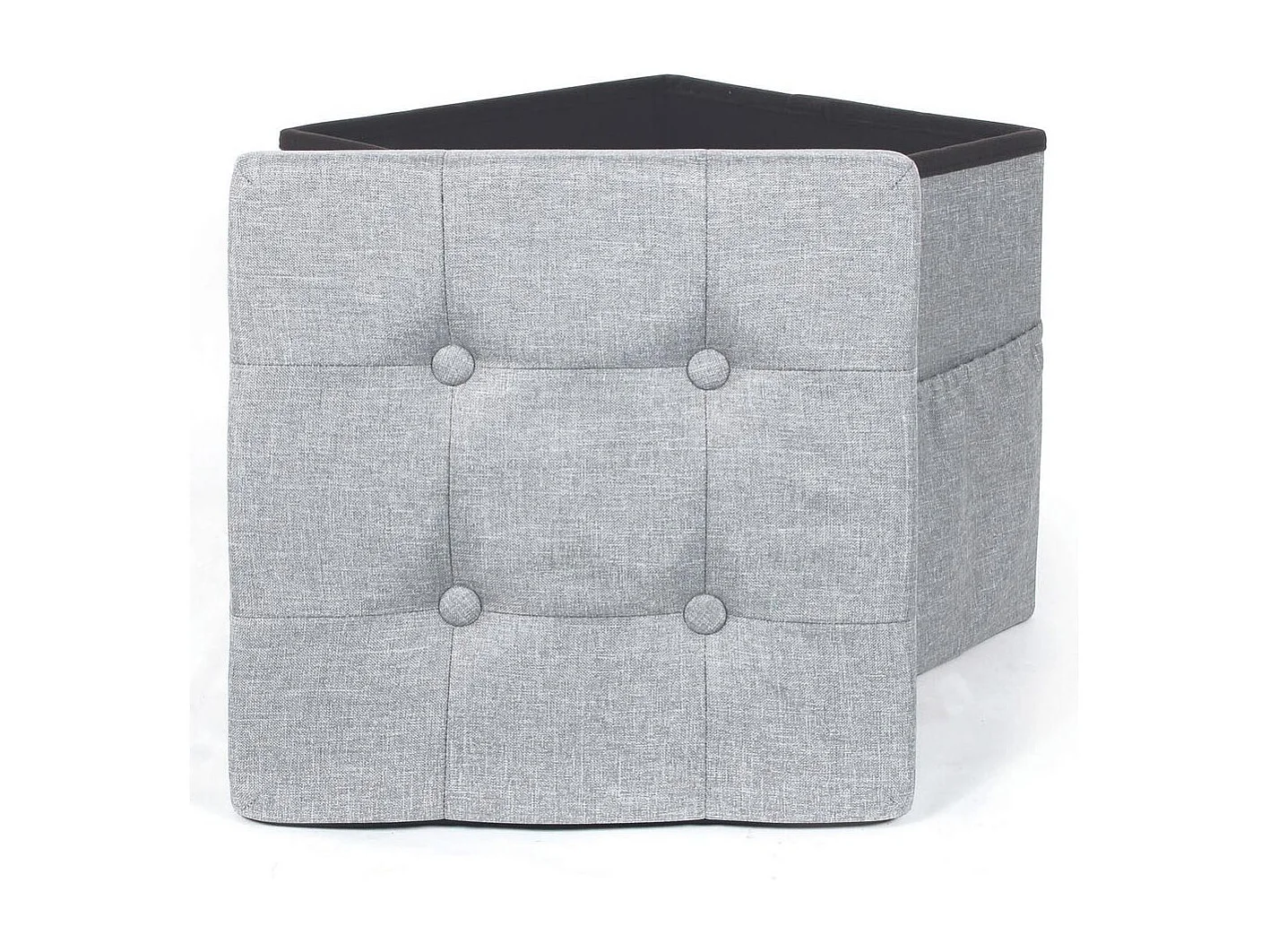 Coffre Pouf Pliable Tissu Gris Clair Gris