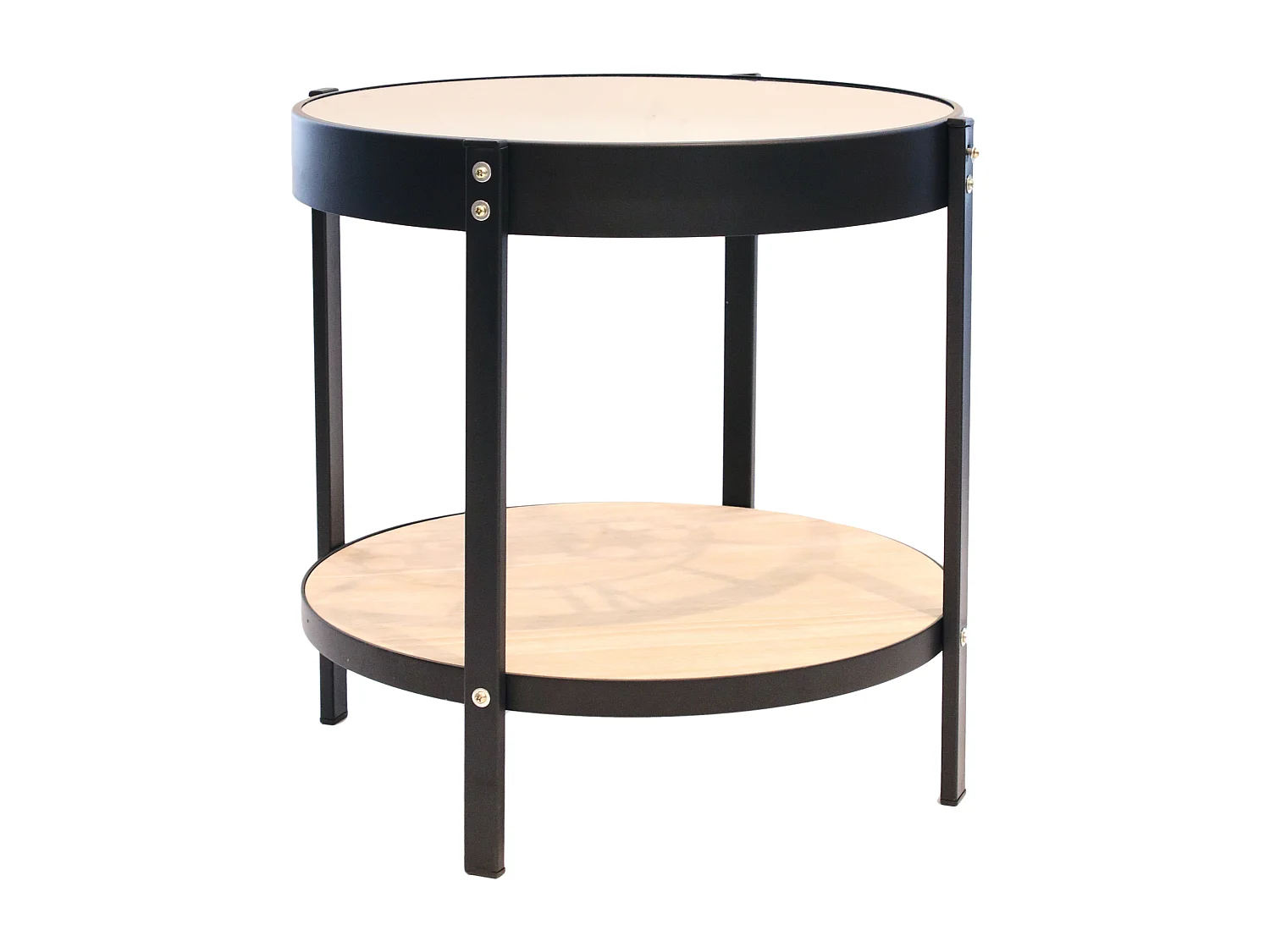 Table D Appoint Horloge 40.5x40.5x39cm Noir, Transparent, Beige