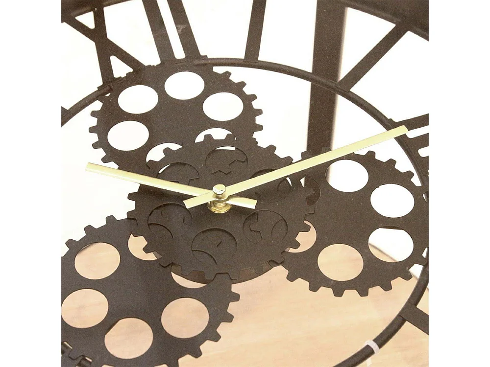 Table D Appoint Horloge 40.5x40.5x39cm Noir, Transparent, Beige