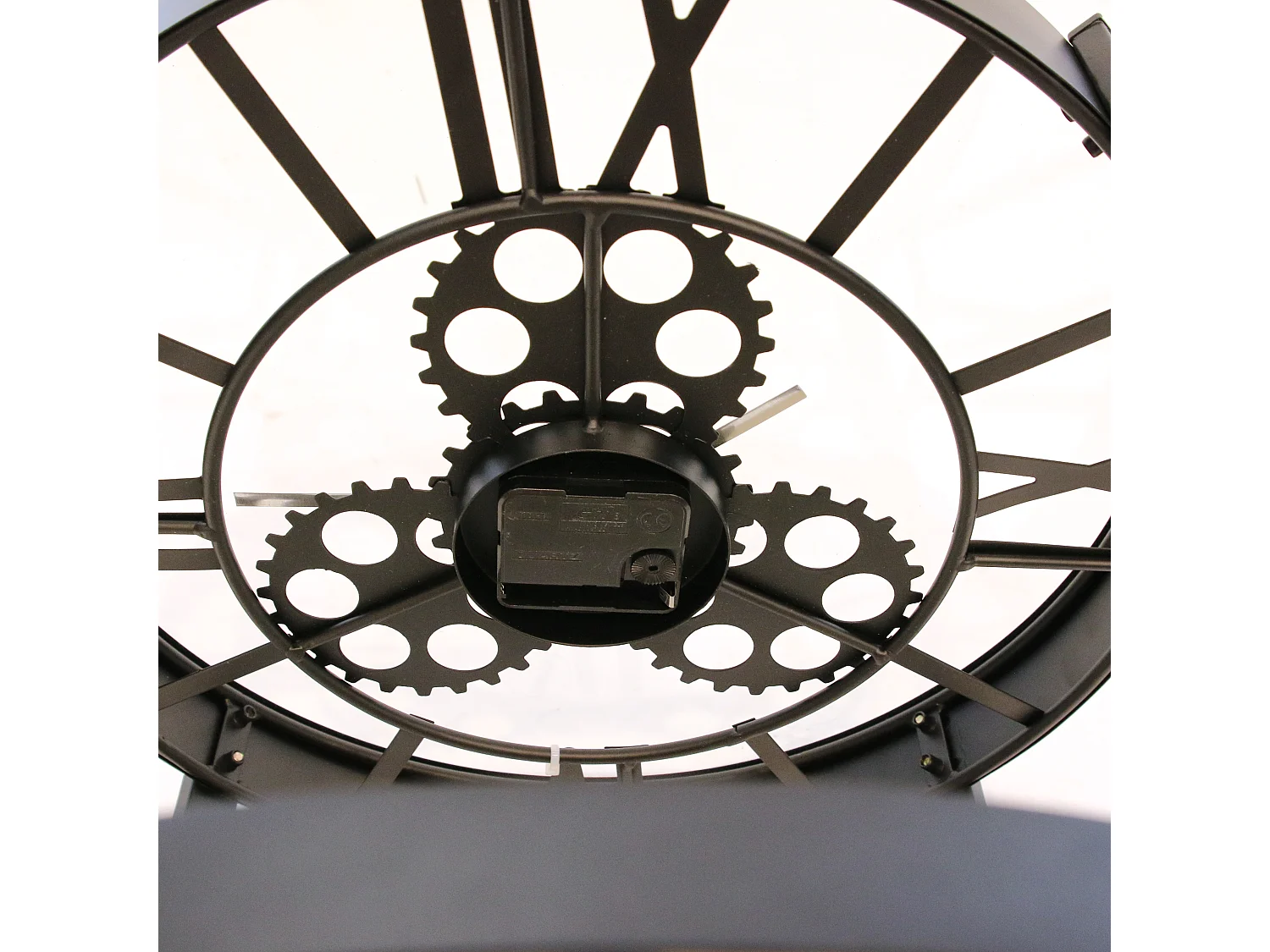 Table D Appoint Horloge 40.5x40.5x39cm Noir, Transparent, Beige