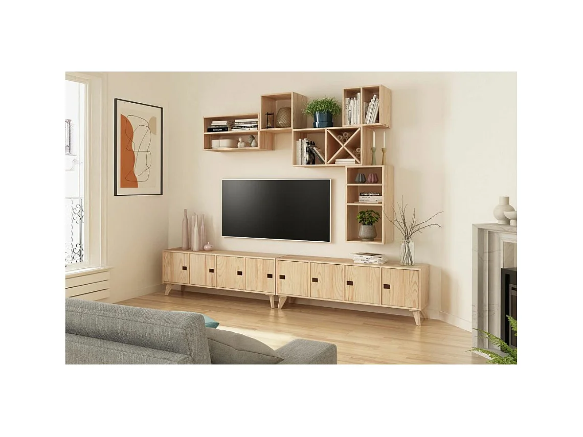 Mueble de almacenamiento de pino macizo Dinamic con estante