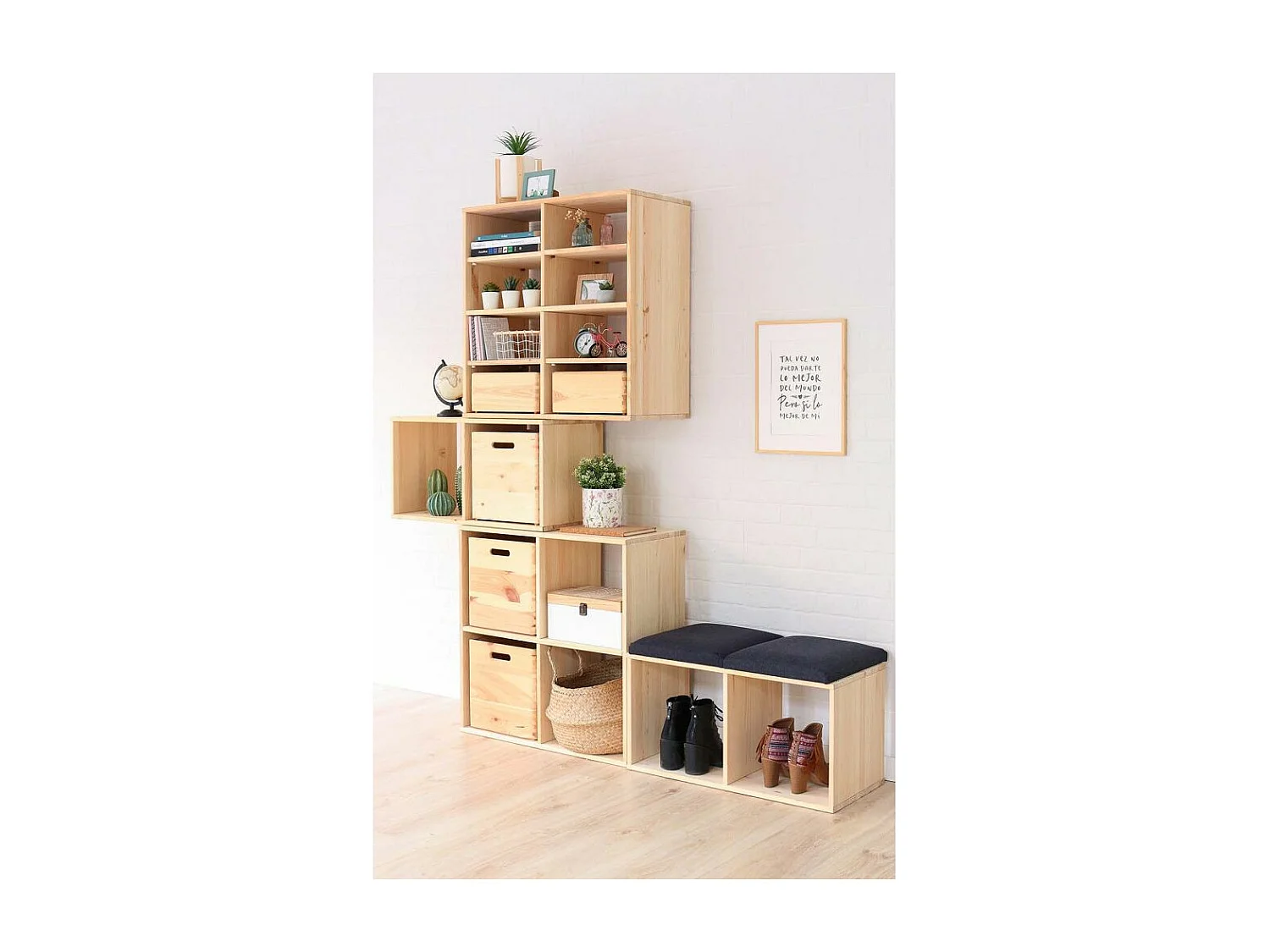 Meuble rangement avec tablette en pin massif Dinamic