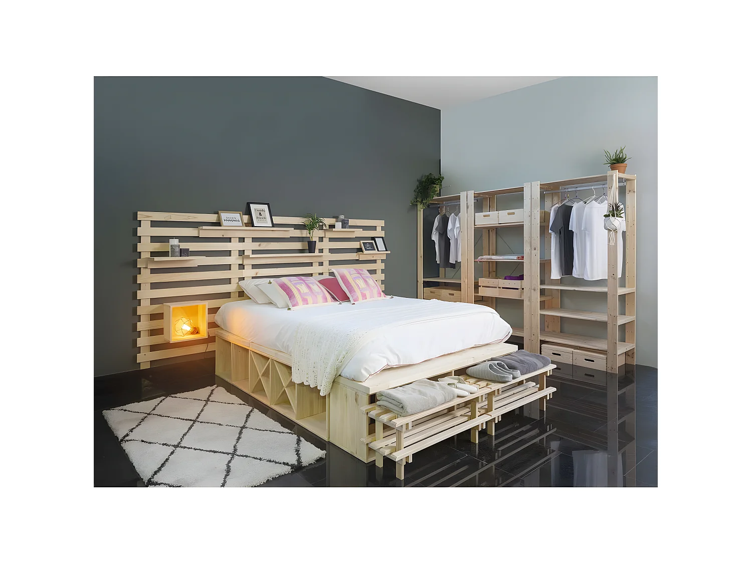 Étagère charge lourde en pin massif Evolution 5 tablettes