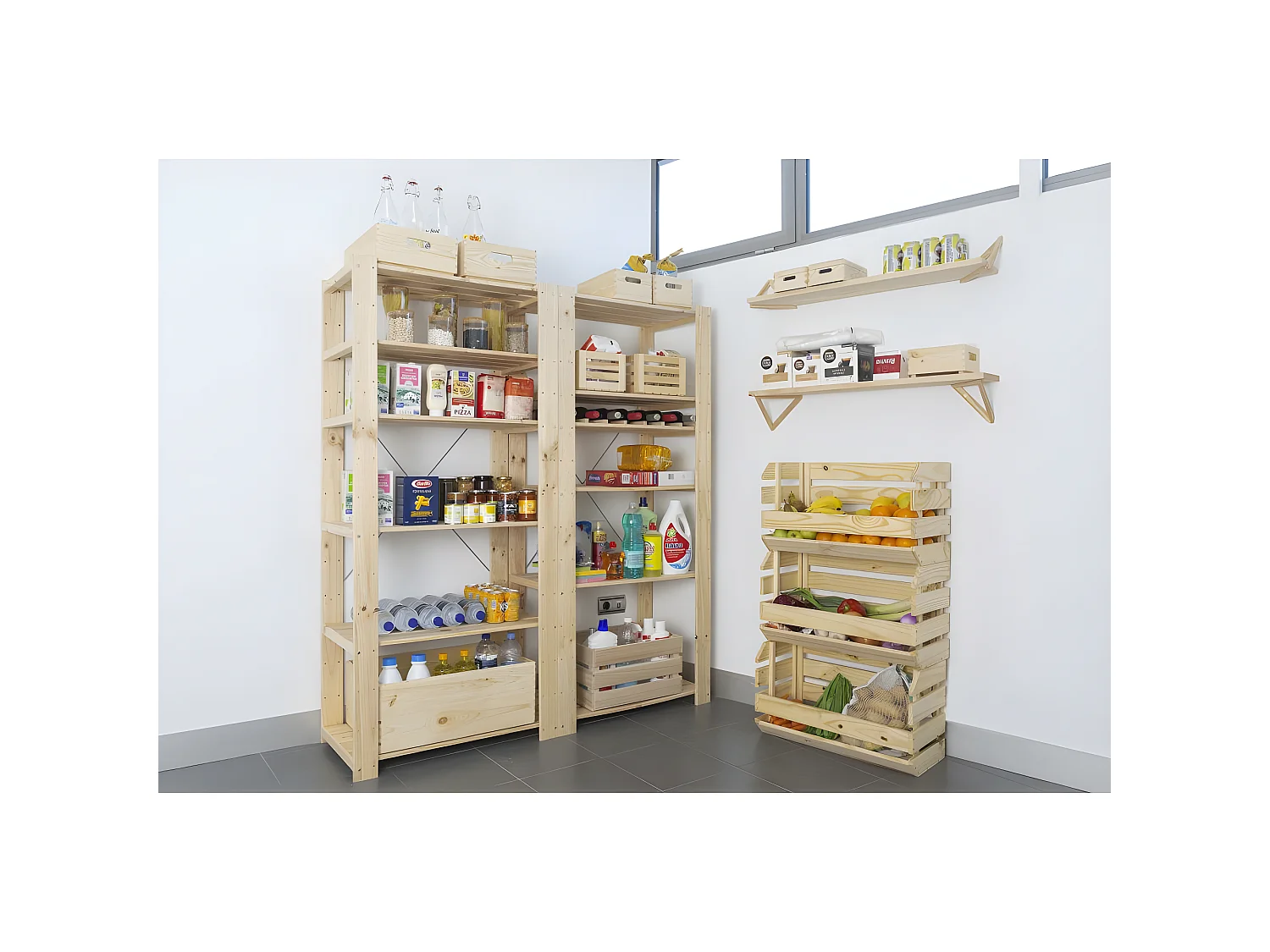 Étagère charge lourde en pin massif Evolution 5 tablettes