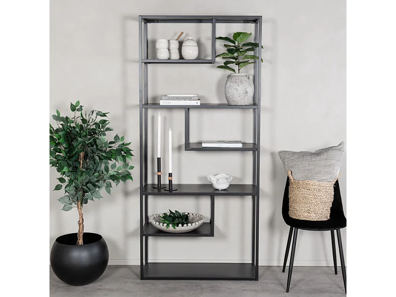 Étagère Bibliothèque 6 Niveaux "Staal" 188cm Noir
