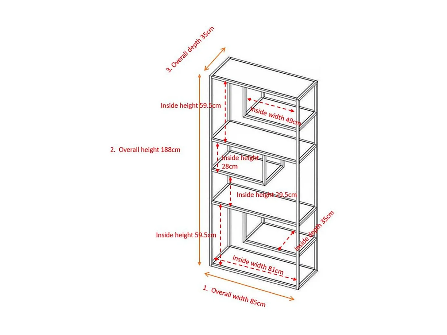 Staal wandkast 6 planken, zwart.