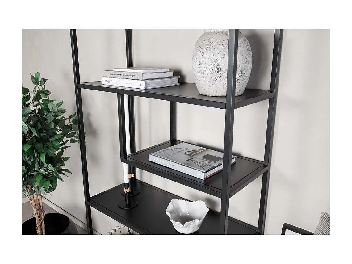 Staal wandkast 6 planken, zwart.