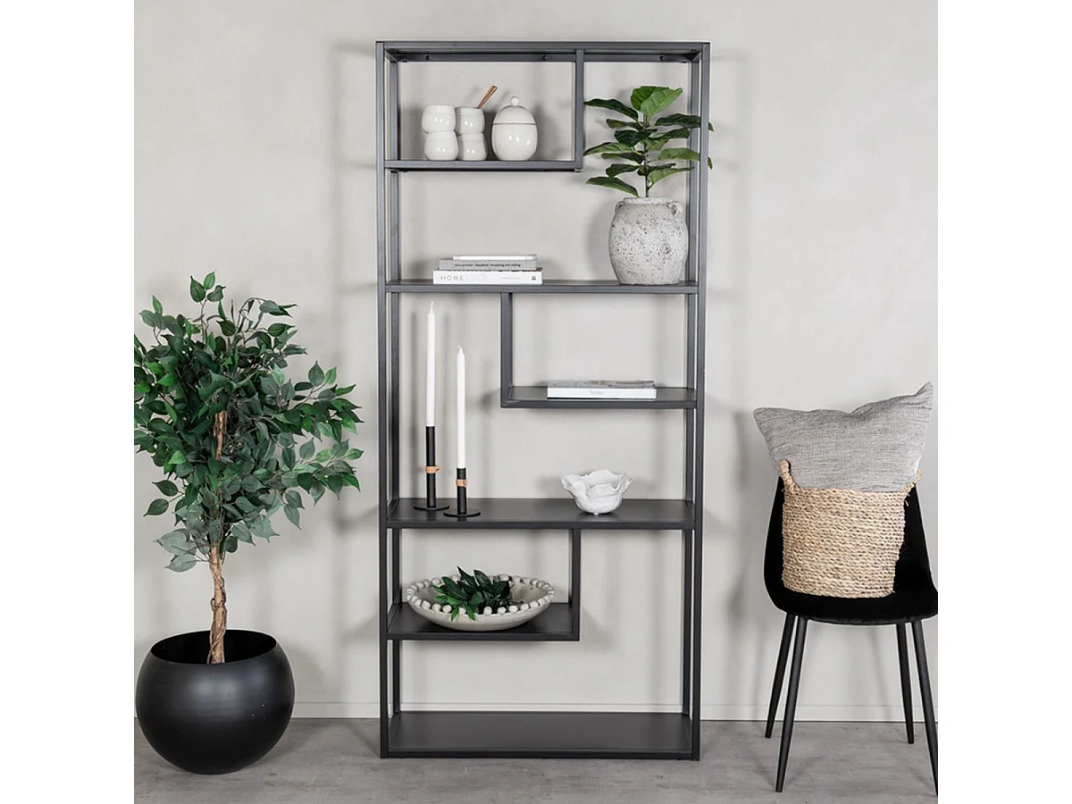Étagère Bibliothèque 6 Niveaux "Staal" 188cm Noir