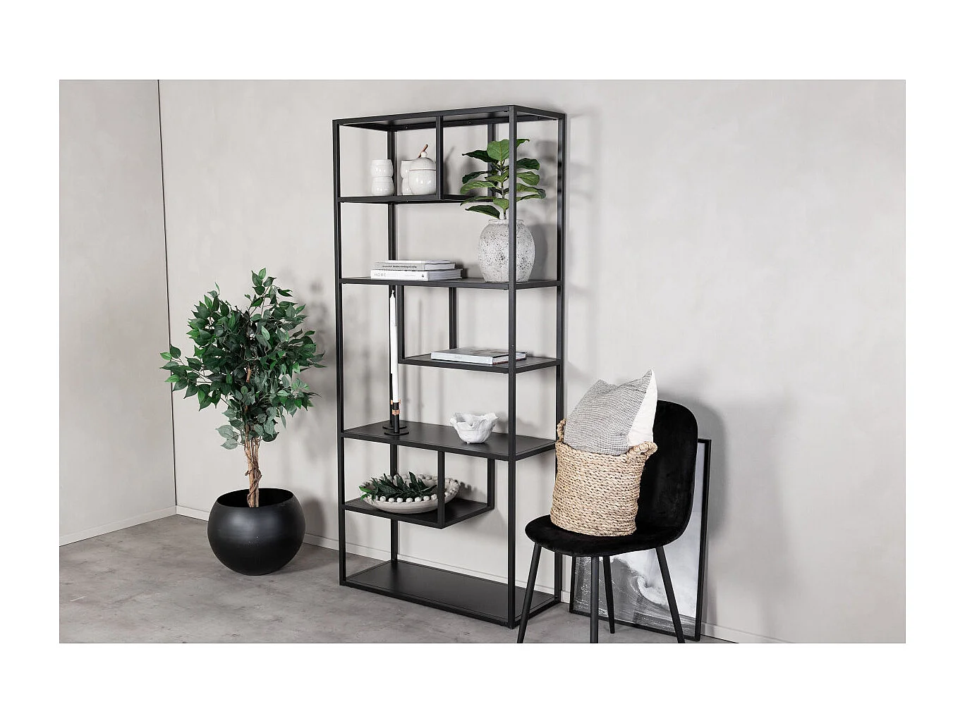 Étagère Bibliothèque 6 Niveaux "Staal" 188cm Noir