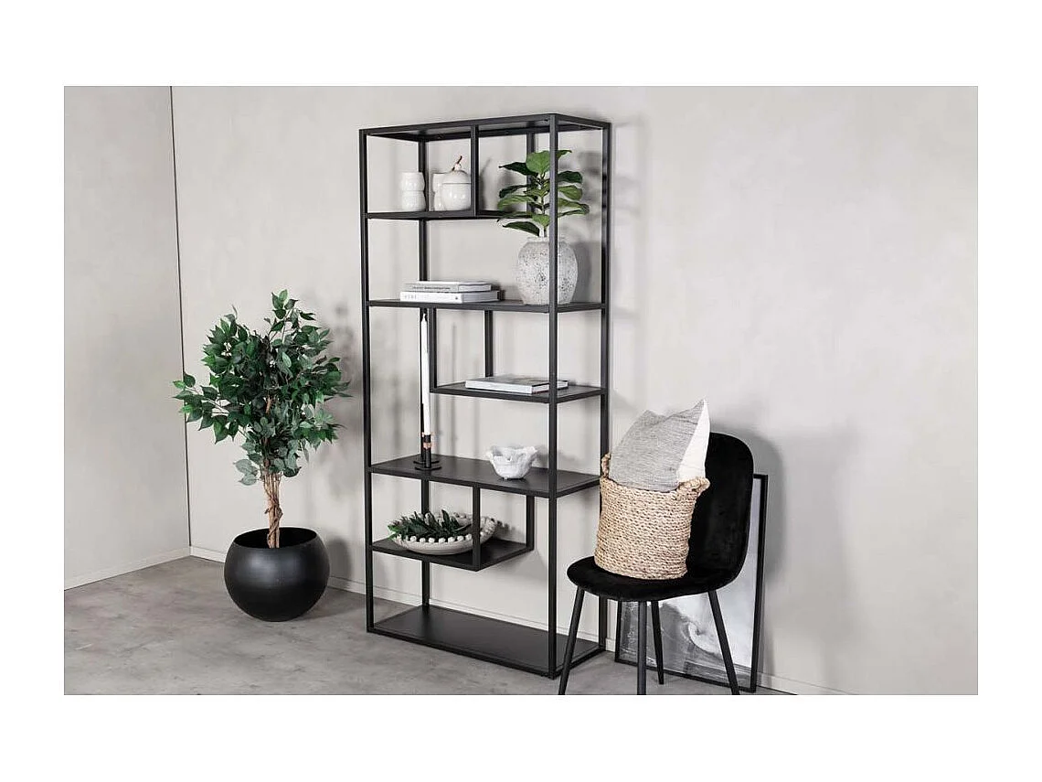 Étagère Bibliothèque 6 Niveaux "Staal" 188cm Noir