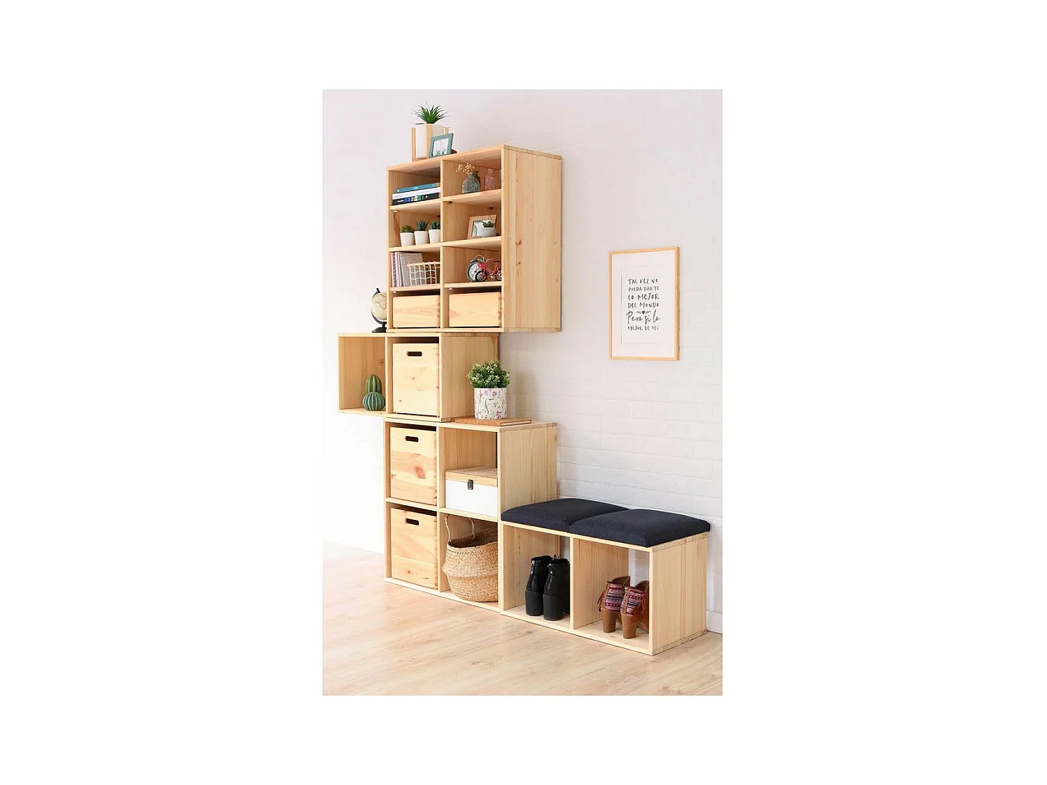 Étagère modulaire en pin massif Dinamic 2 tablettes