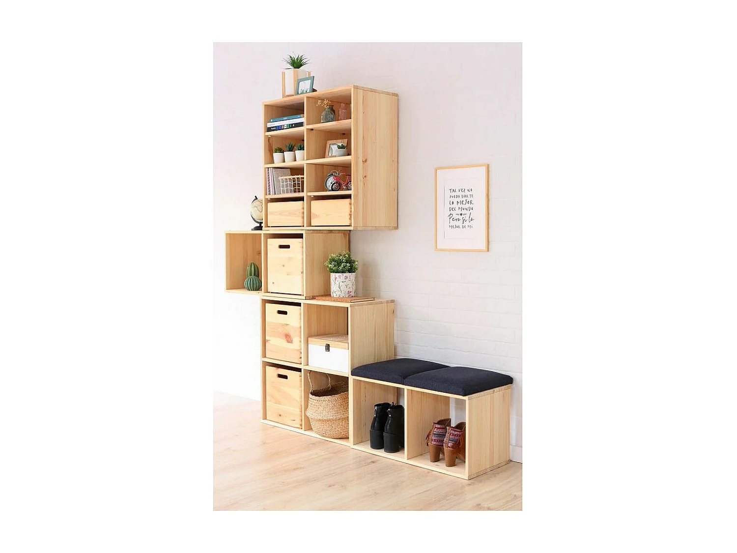 Étagère modulaire en pin massif Dinamic 2 tablettes