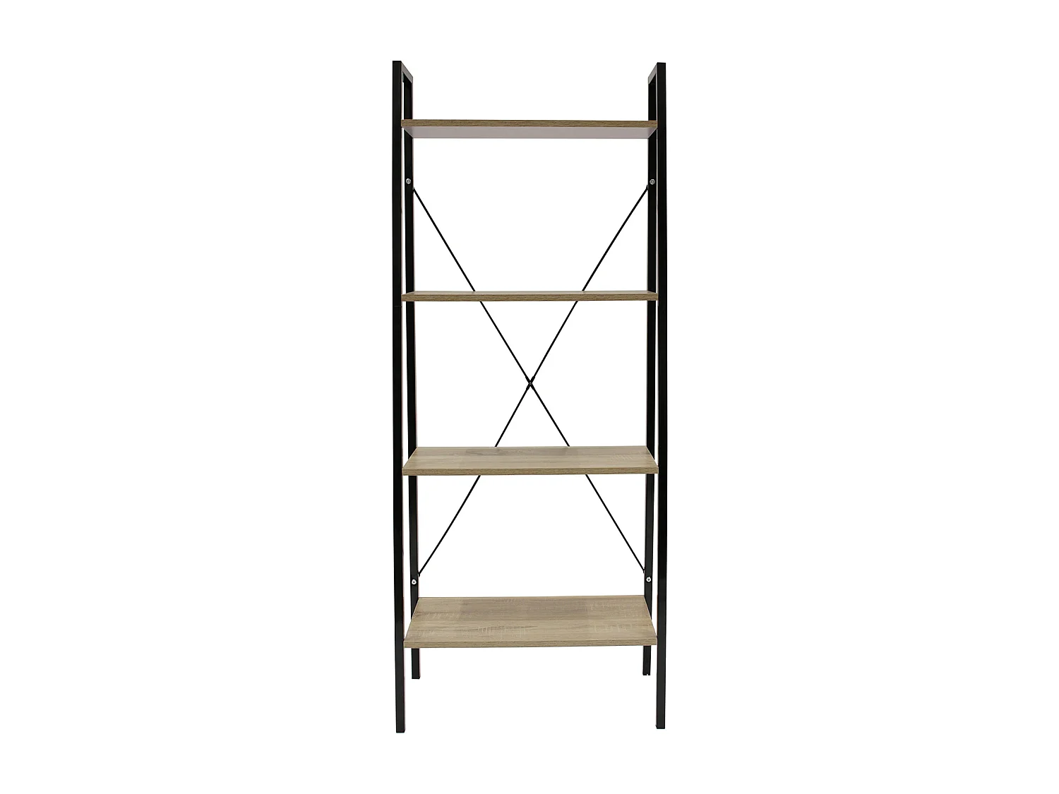 Etagere Bois Et Metal 148x60x32.5 Beige, Noir