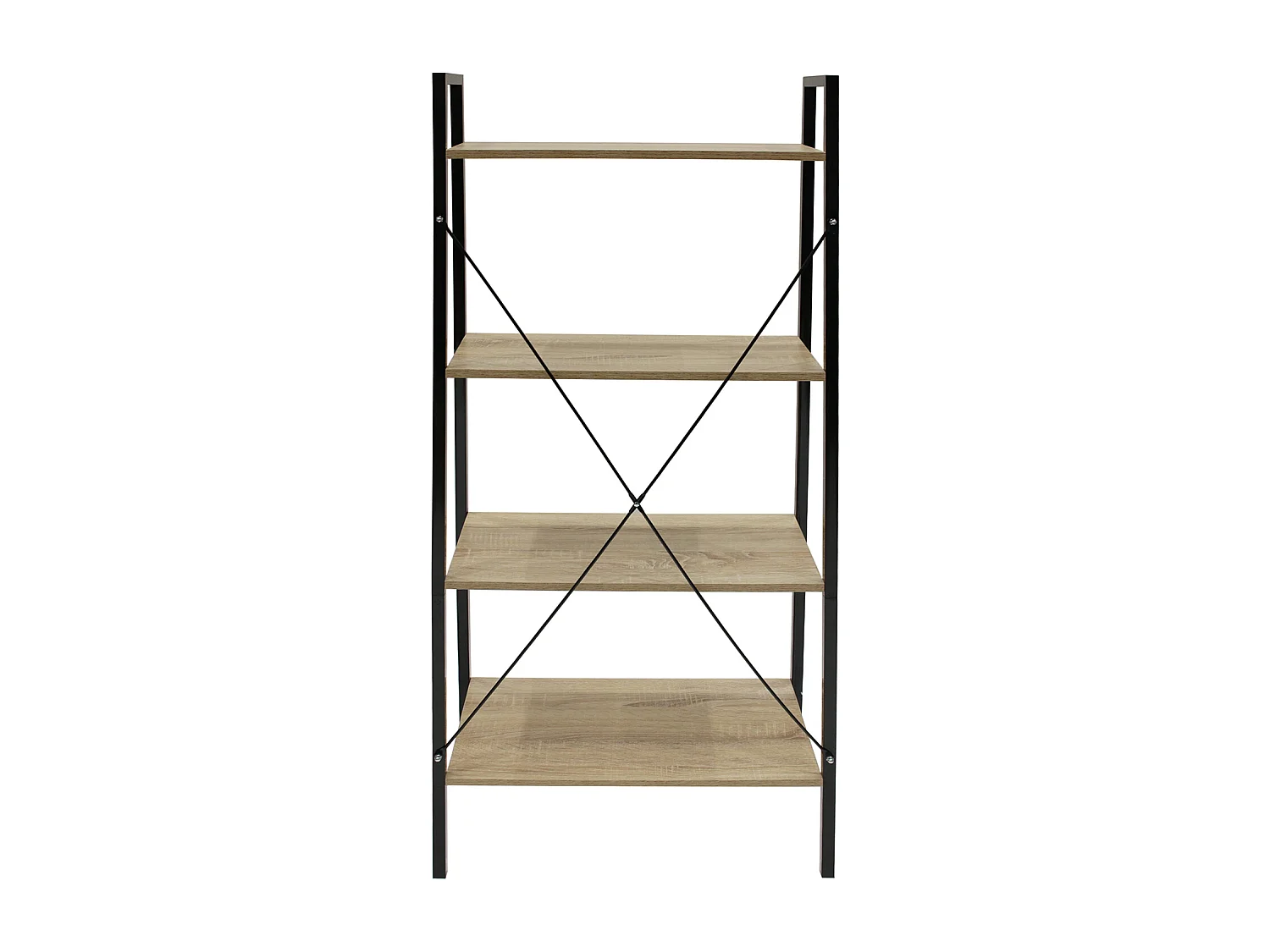 Etagere Bois Et Metal 148x60x32.5 Beige, Noir
