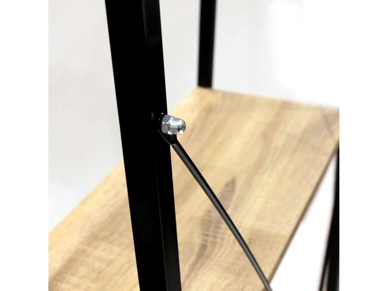 Etagere Bois Et Metal 148x60x32.5 Beige, Noir