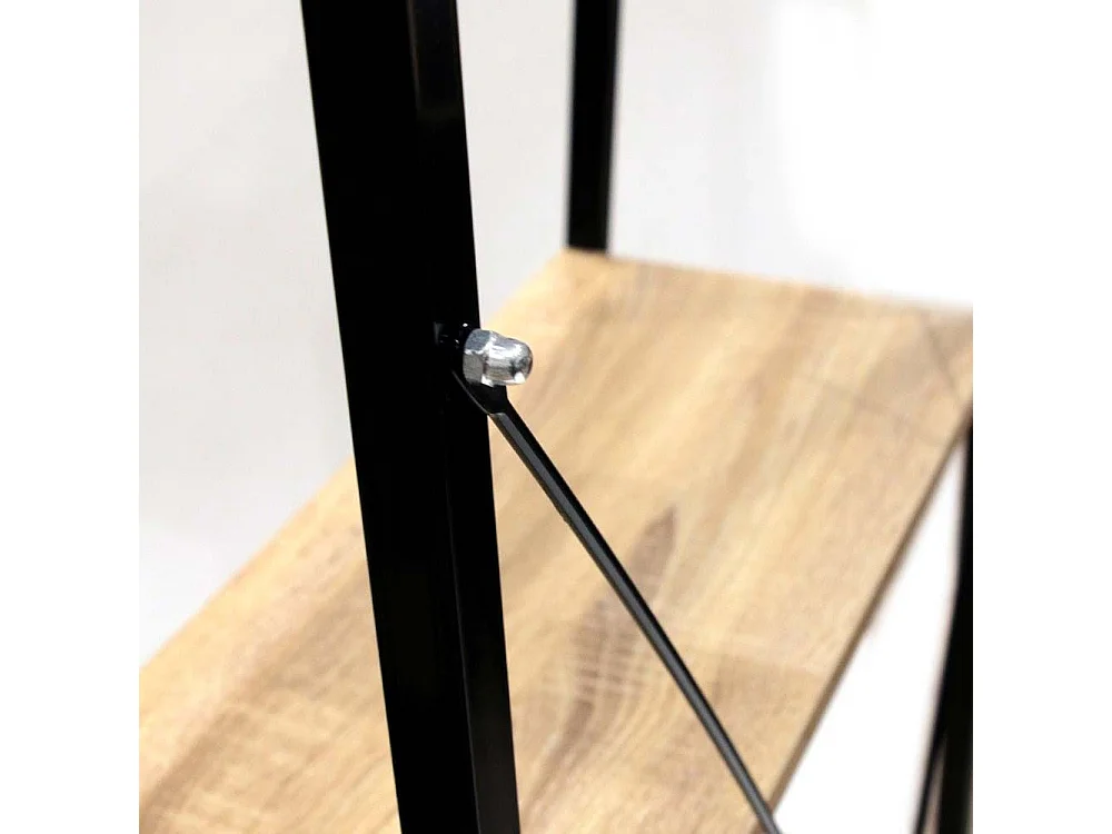 Etagere Bois Et Metal 148x60x32.5 Beige, Noir