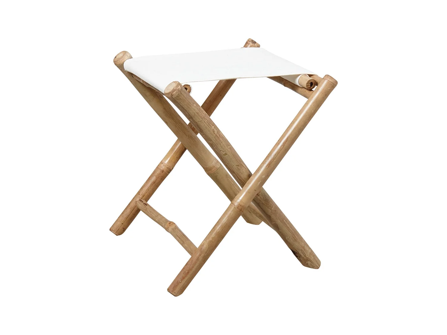 Tabouret pliant en bambou avec assise coton