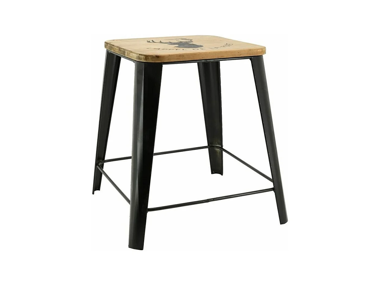 Tabouret en métal et bois Cerf