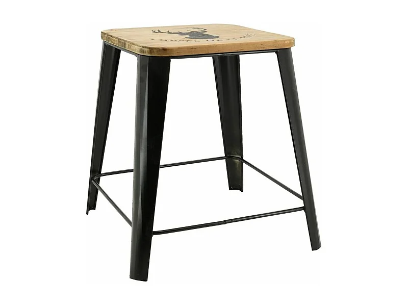 Tabouret en métal et bois Cerf