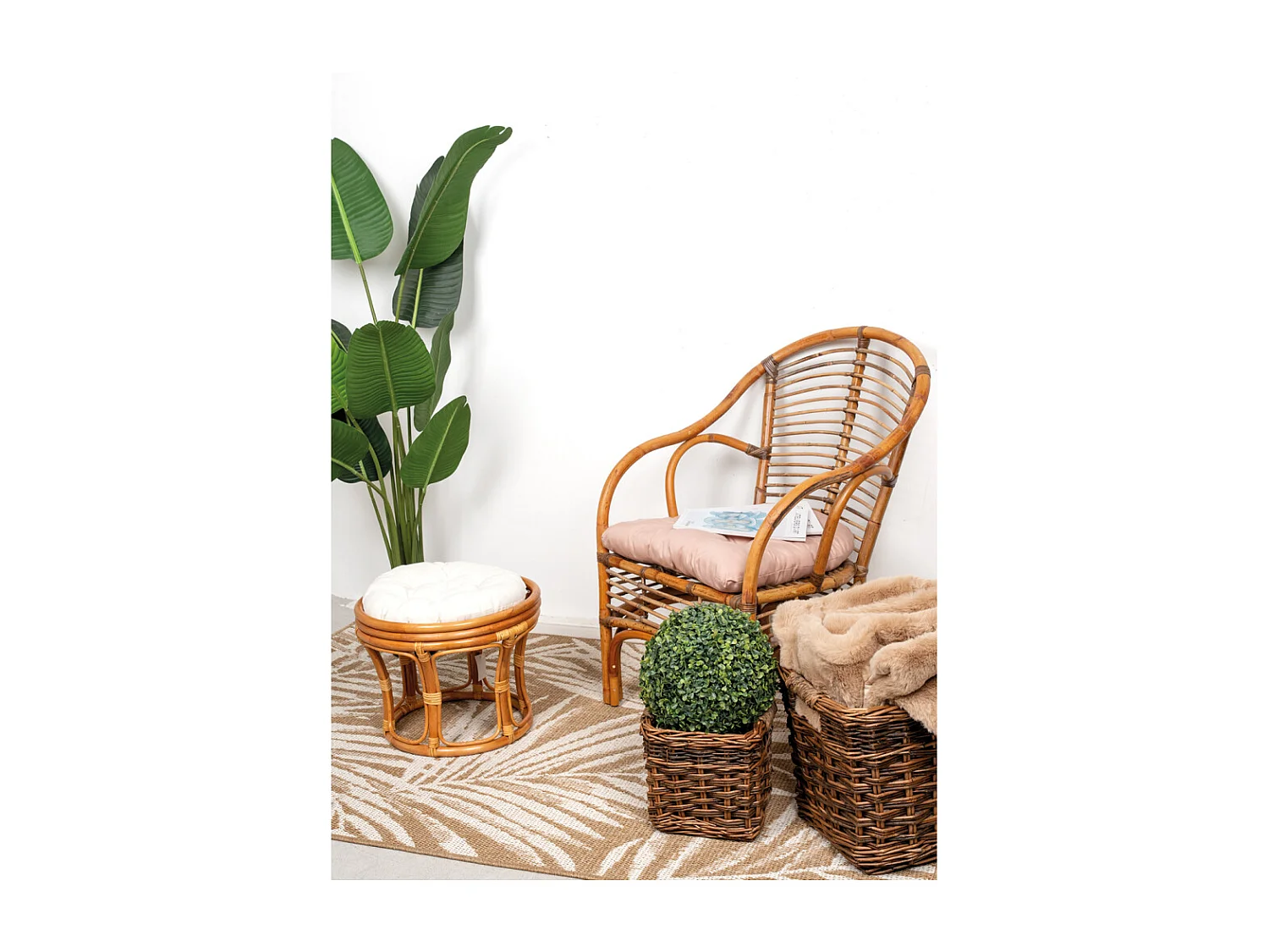 Tabouret en rotin Java