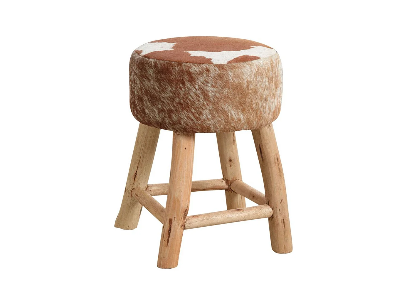 Tabouret en bois et peau de vache