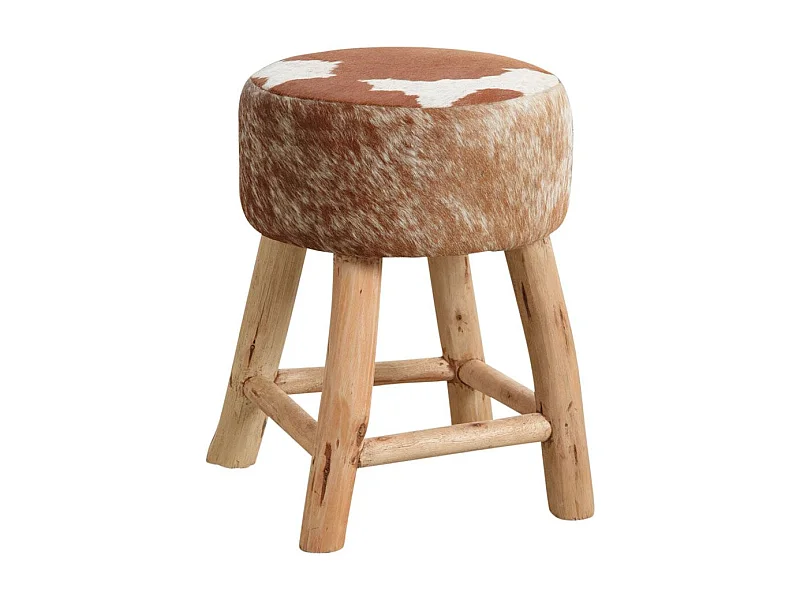 Tabouret en bois et peau de vache