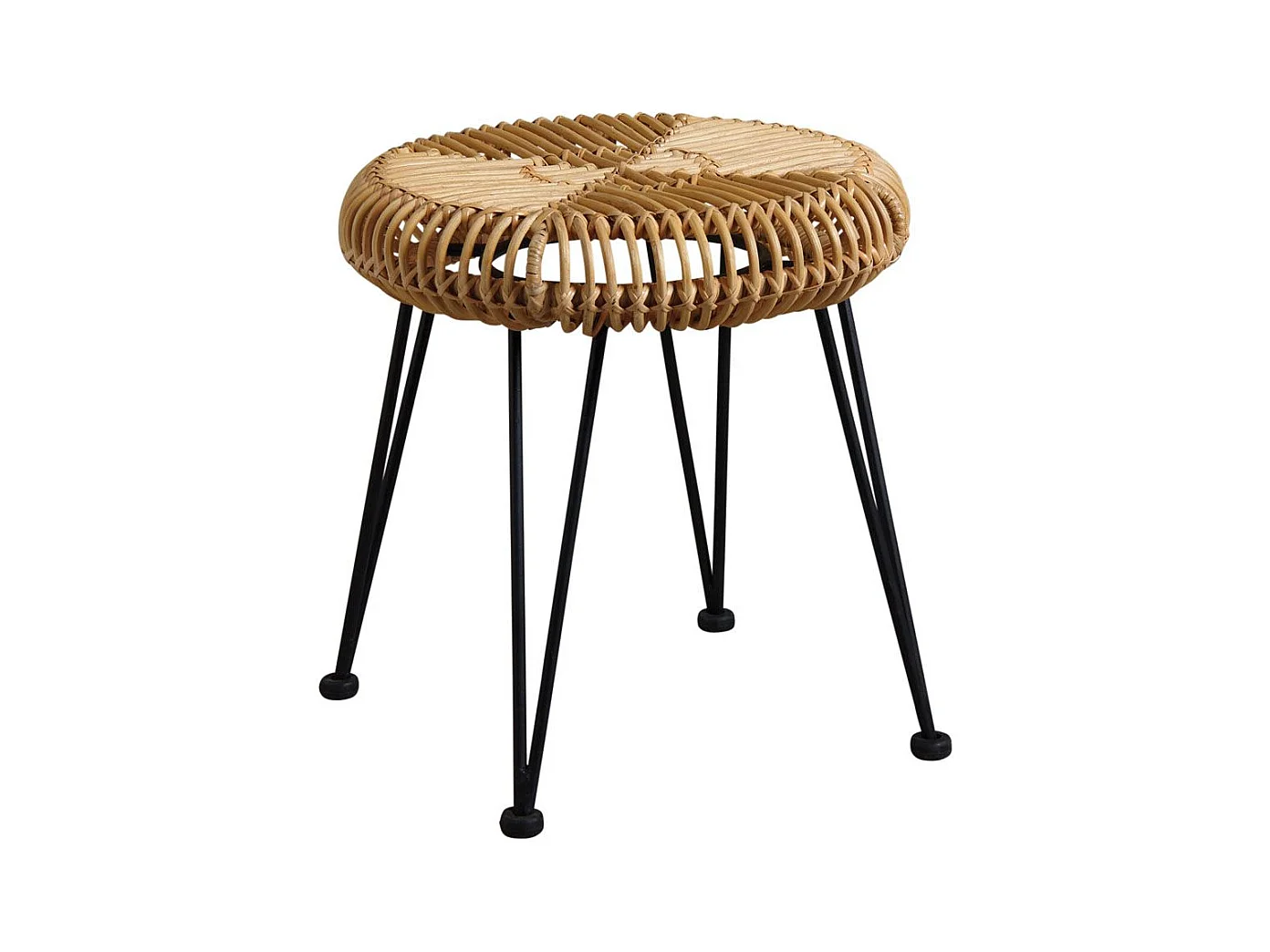 Hocker aus ungefärbtem Rattan