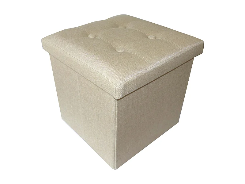 Pouf coffre pliable effet lin Jade Uni
