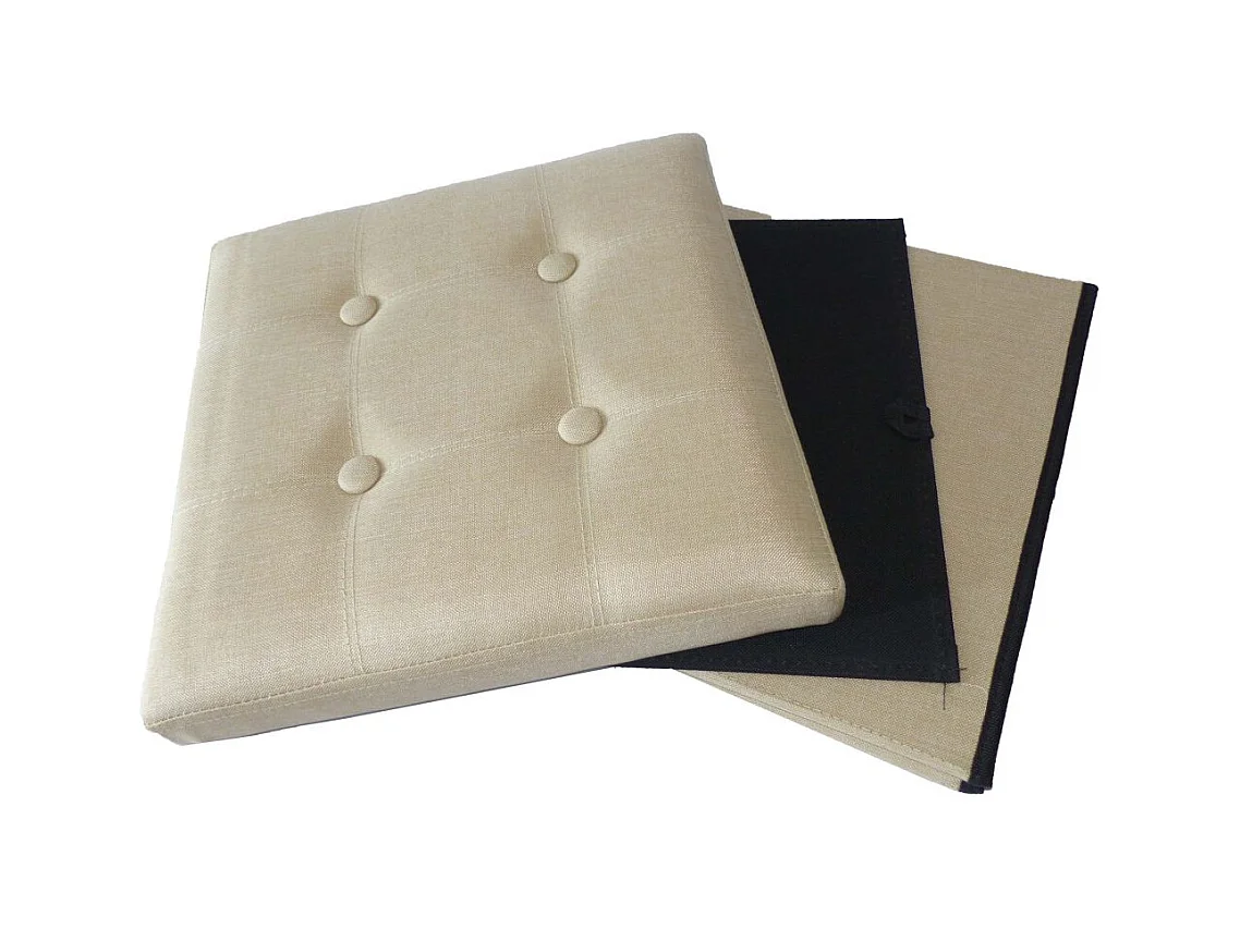 Pouf coffre pliable effet lin Jade Uni