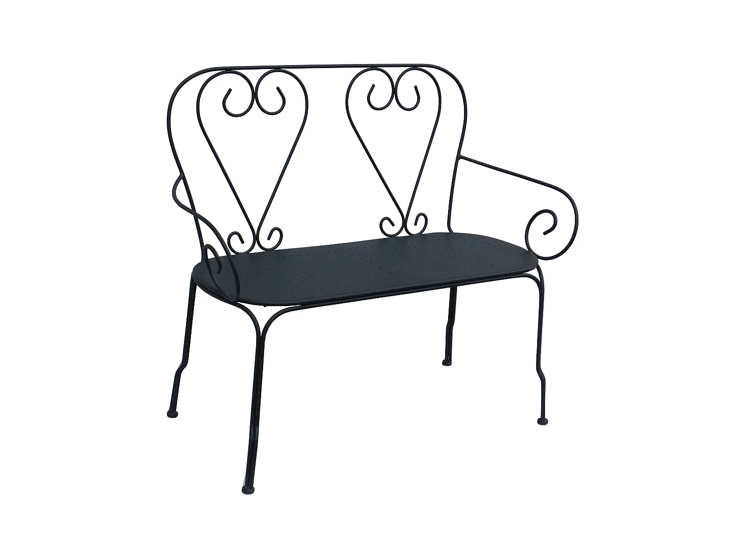 Banc de jardin en métal façon fer forgé  - Anthracite - GUERMANTES de MYLIA