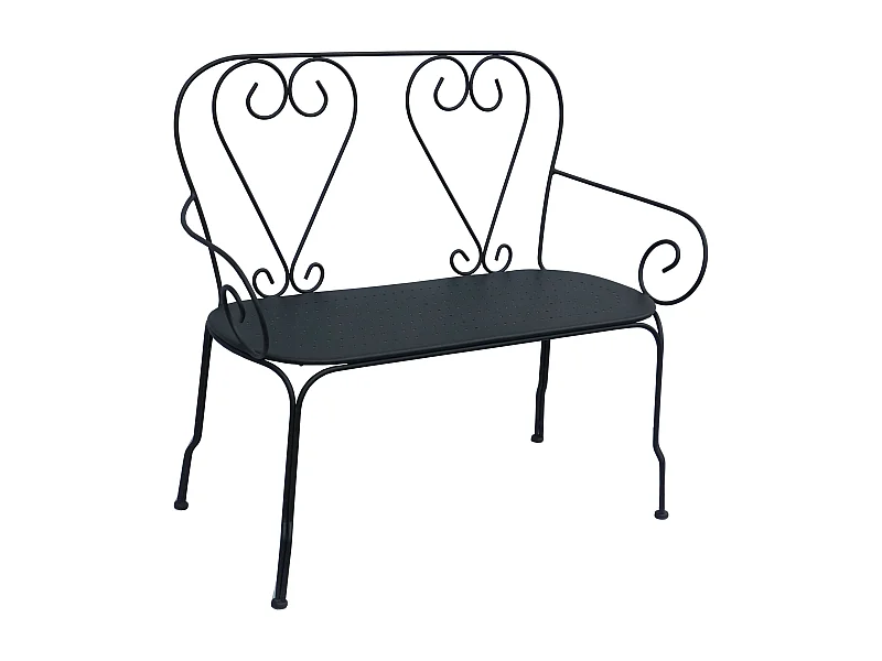 Banc de jardin en métal façon fer forgé  - Anthracite - GUERMANTES de MYLIA