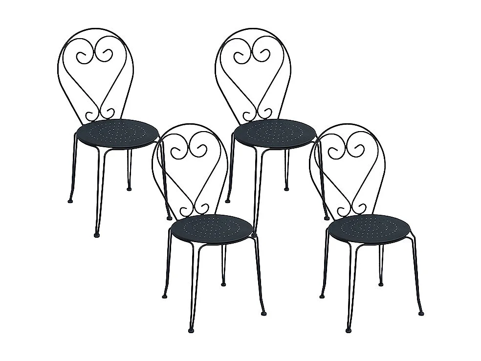 Conjunto de 4 sillas para jardín de hierro forjado  - Gris antracita - GUERMANTES