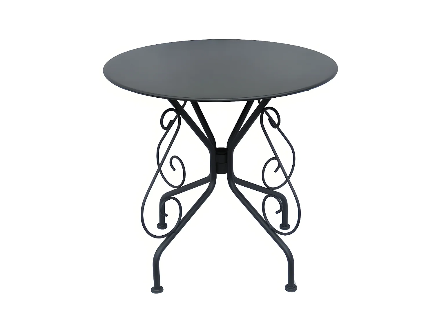 Table de jardin D.80 cm en métal façon fer forgé  - Anthracite - GUERMANTES de MYLIA