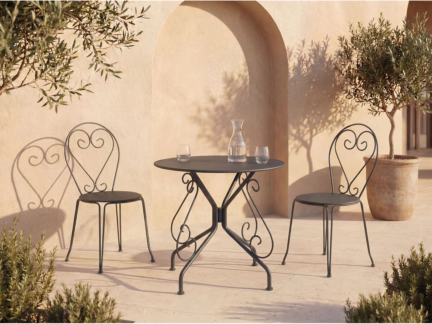 Gartentisch - Metall in Eisenoptik - Anthrazit - GUERMANTES von MYLIA