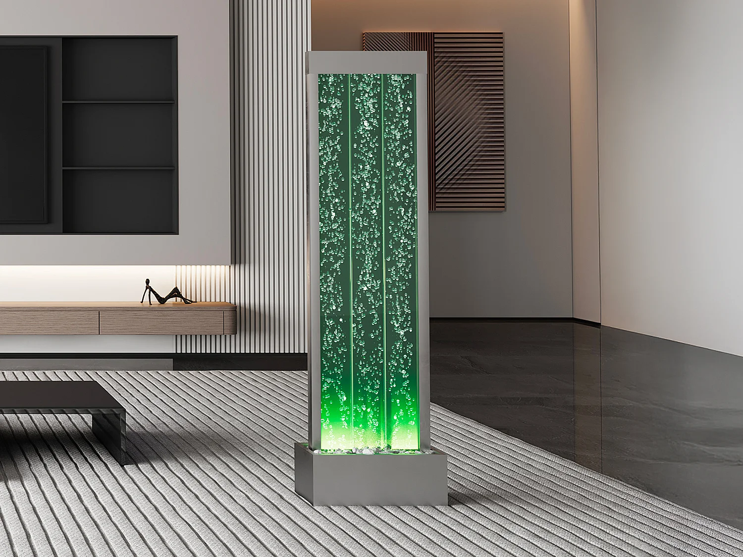 Mur de bulles d'eau - LEDs à couleurs changeantes- H. 150 cm - Gris - BLENNIE