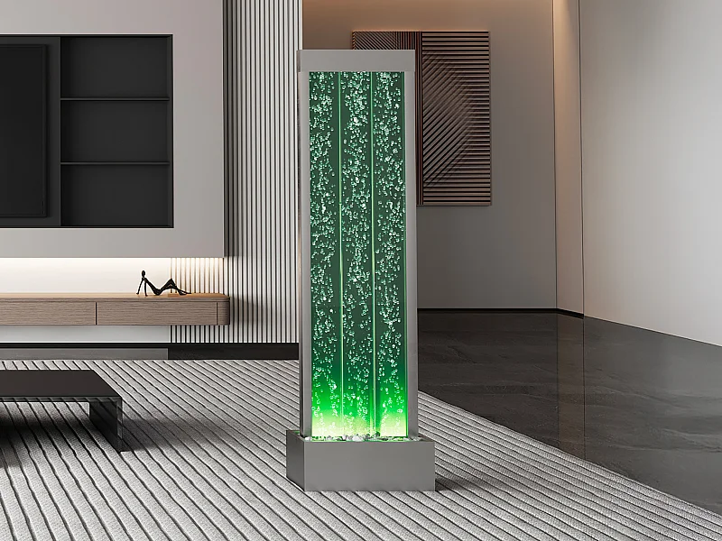 Sprudelnde Wasserwand mit bunter LED-Beleuchtung - H. 150 cm - BLENNIE