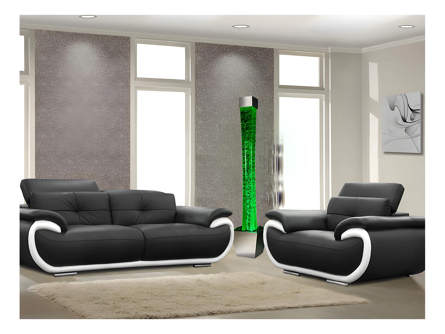 Colonne de bulles d'eau avec pot - LEDs à couleurs changeantes - H.183 cm - GOBIE