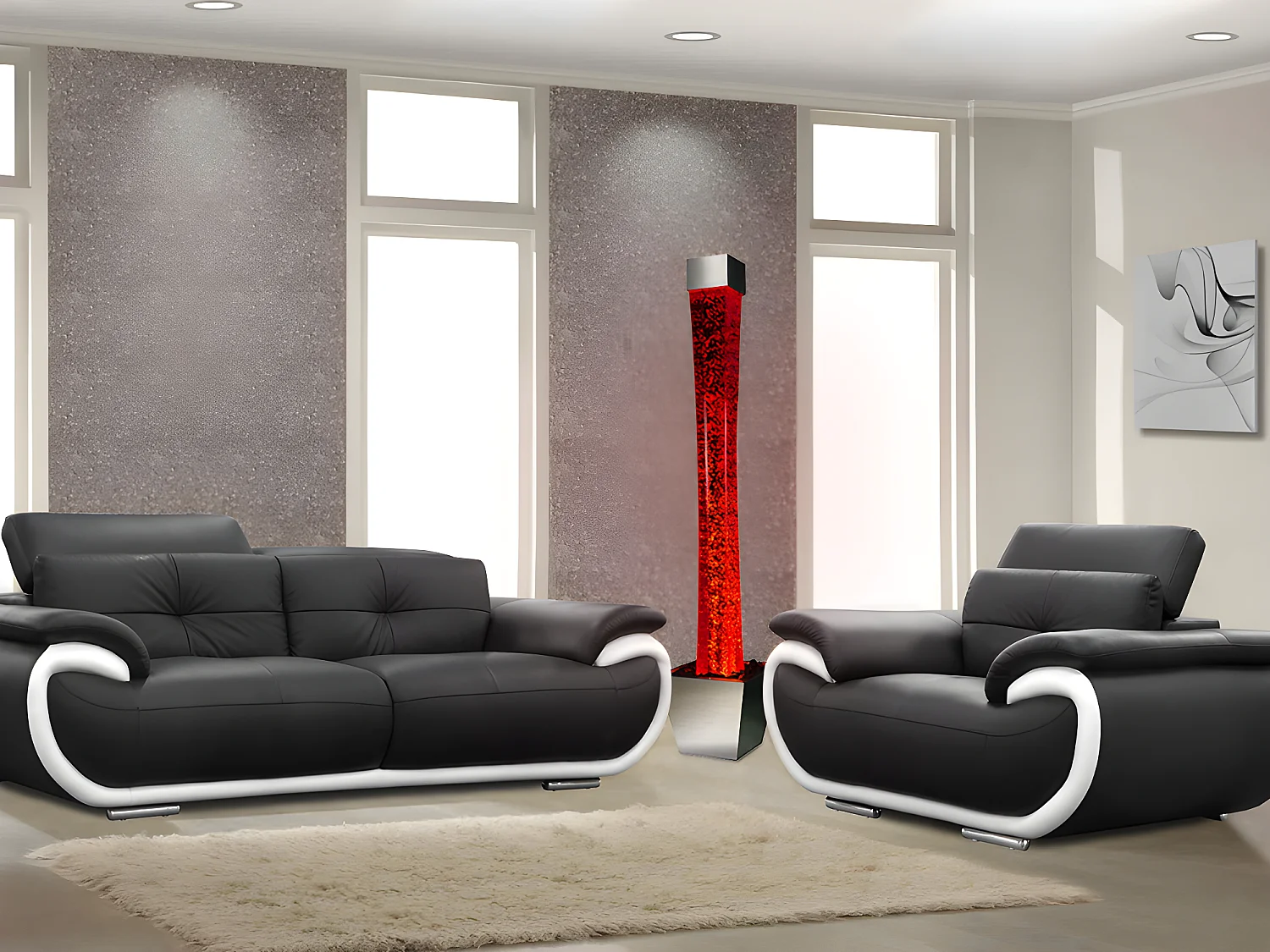 Colonne de bulles d'eau avec pot - LEDs à couleurs changeantes - H.183 cm - GOBIE