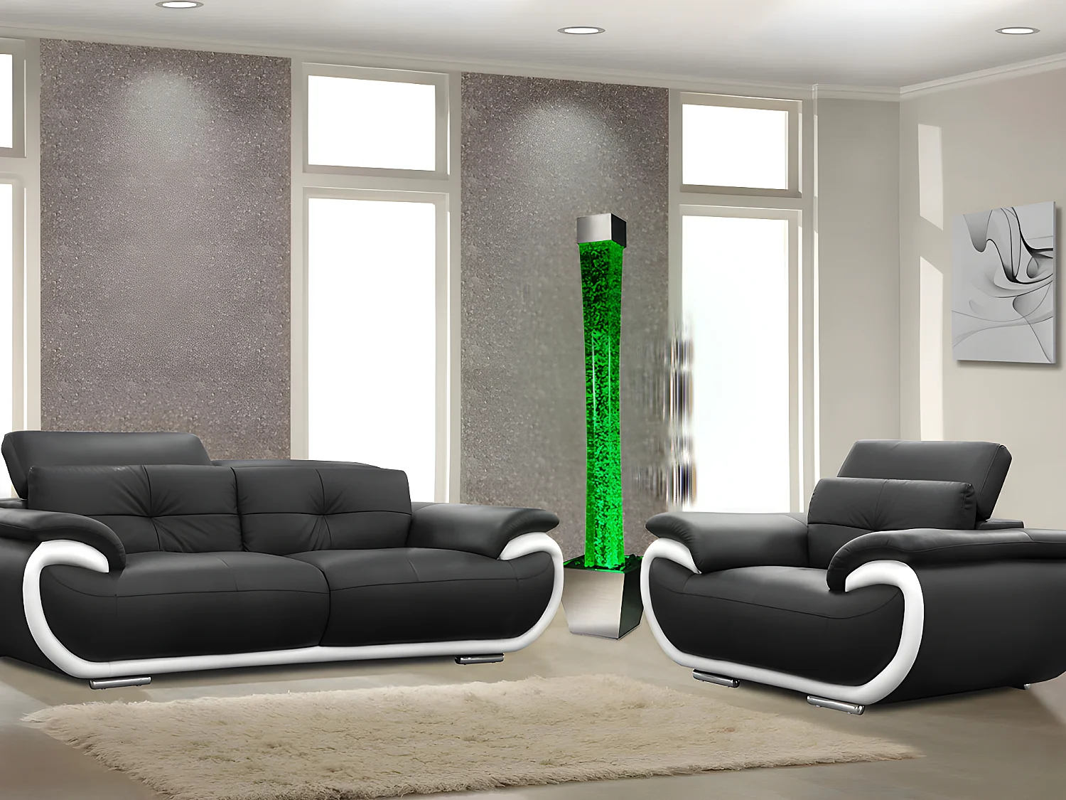 Waterbubbellamp met pot GOBIE - led verlichting met kleurveranderingen - H183 cm