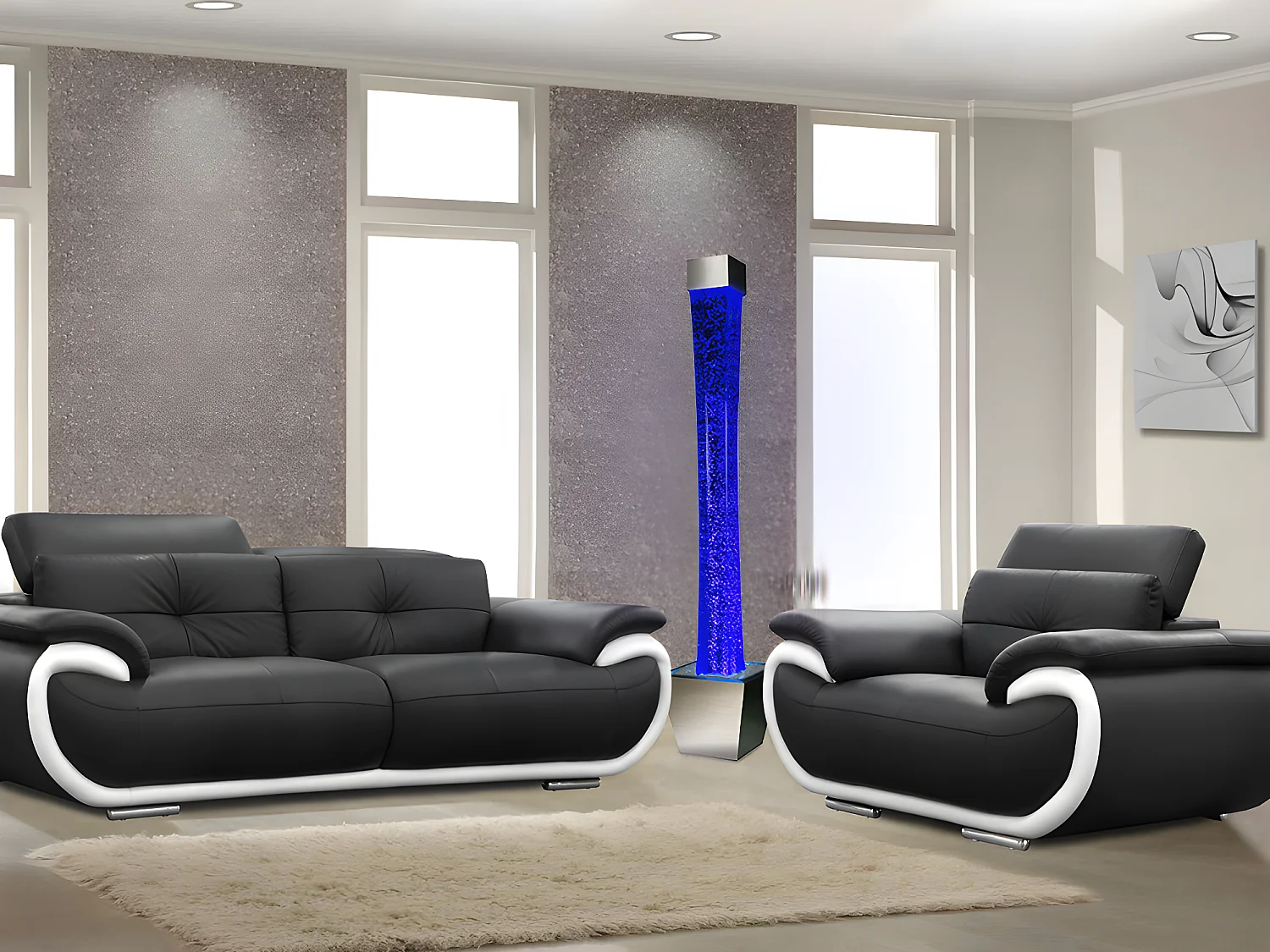 Waterbubbellamp met pot GOBIE - led verlichting met kleurveranderingen - H183 cm