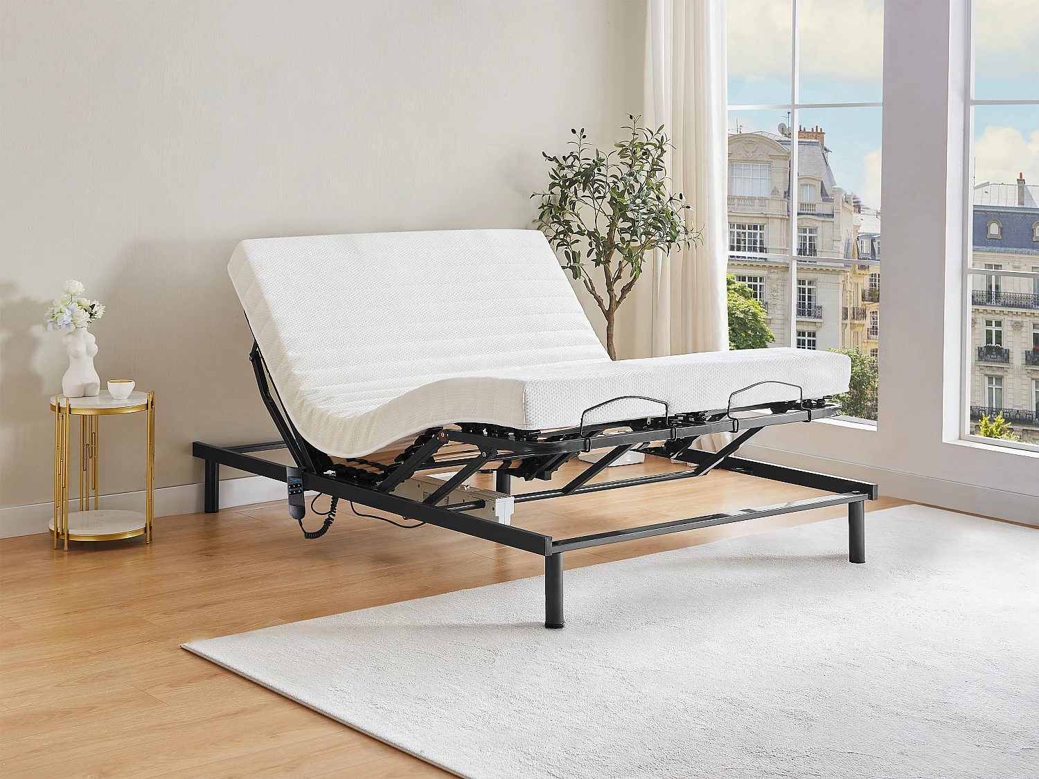 Sommier électrique de relaxation lattes 5 plans de couchage - 140 x 200 cm - PANDINO de YSMÉE