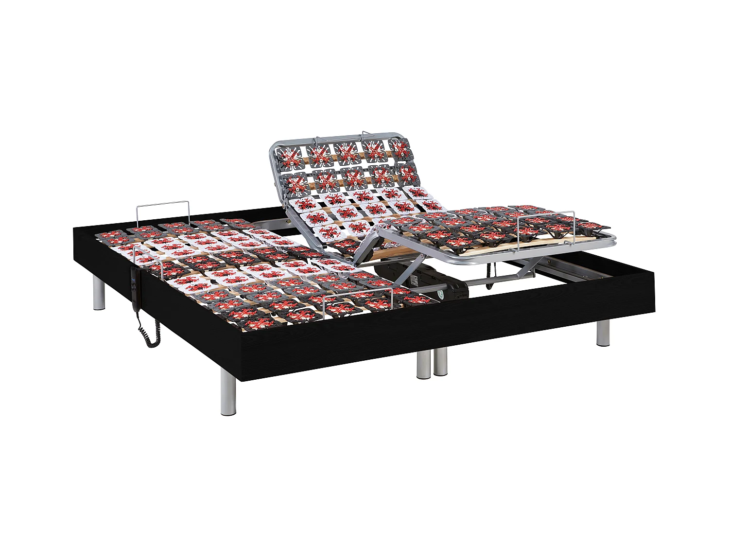 Sommier électrique de relaxation déco 2x48 plots - 2 x 70 x 190 cm - Noir - NAFURI de YSMÉE