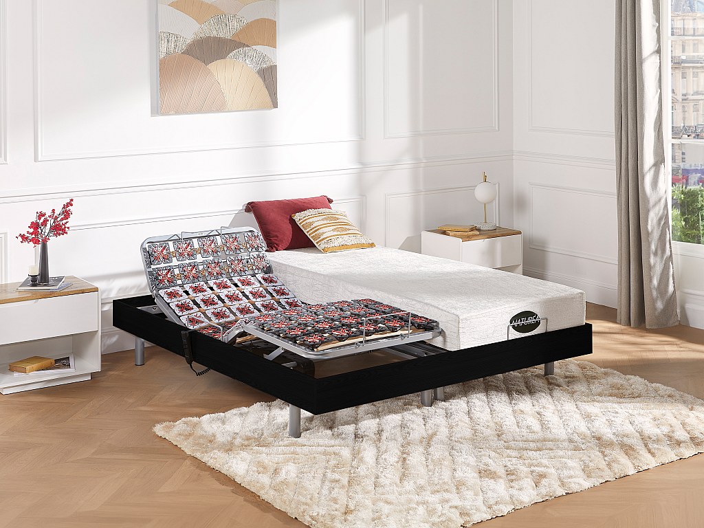 Relax-Bettgestell 2 x 65 Modulteller - 2x 80 x 200 cm - Schwarz - YSMÉE günstig online kaufen