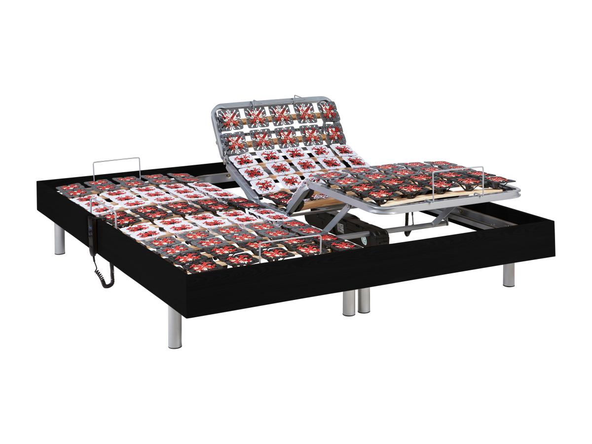 Relax-Bettgestell 2 x 65 Modulteller - 2x 80 x 200 cm - Schwarz - DREAMEA günstig online kaufen