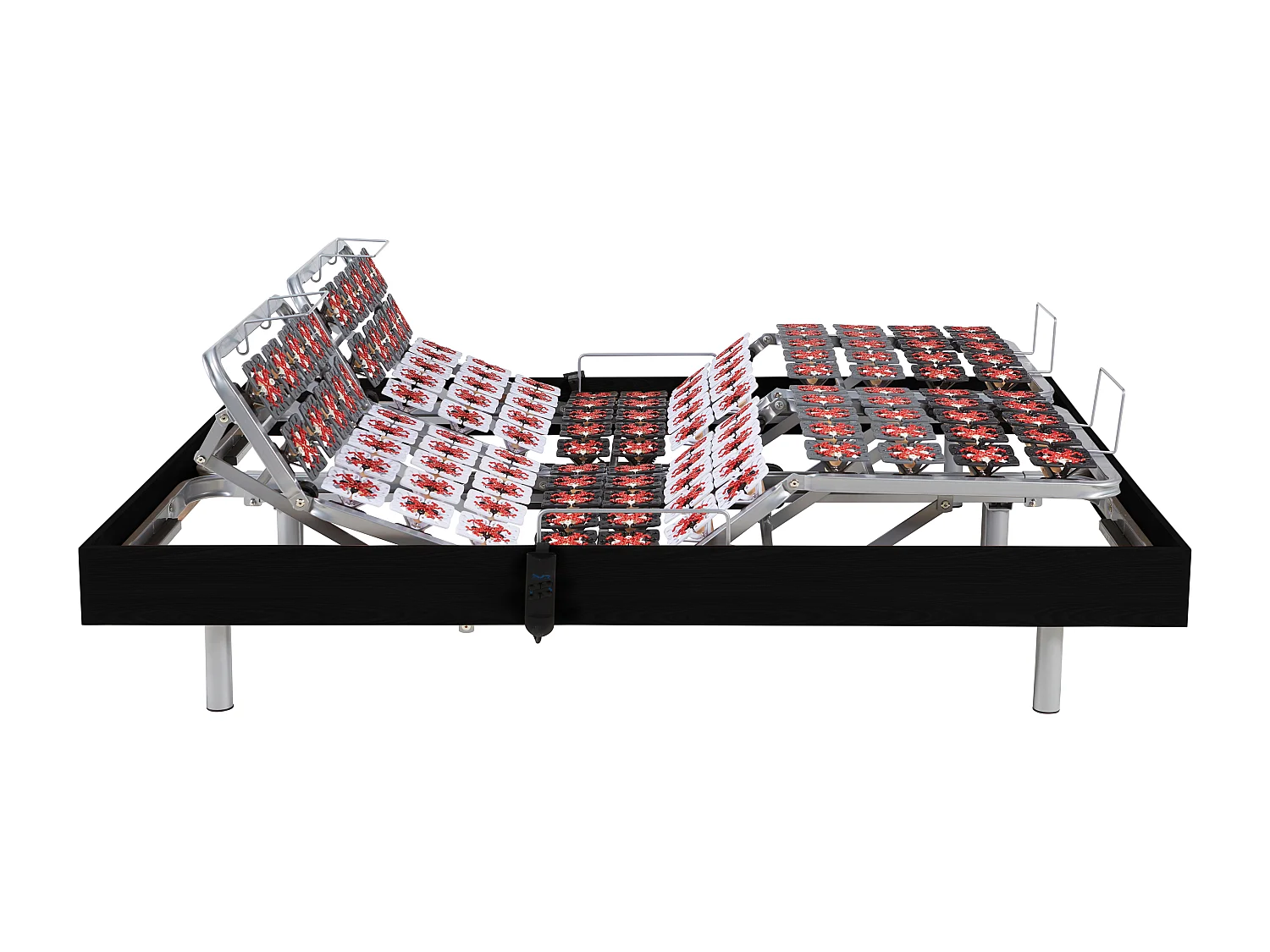 Elektrische bedbodem 2x65 met contactplaatjes kleur zwart hout van Ysmée - 2x80x200cm  - motoren OKIN