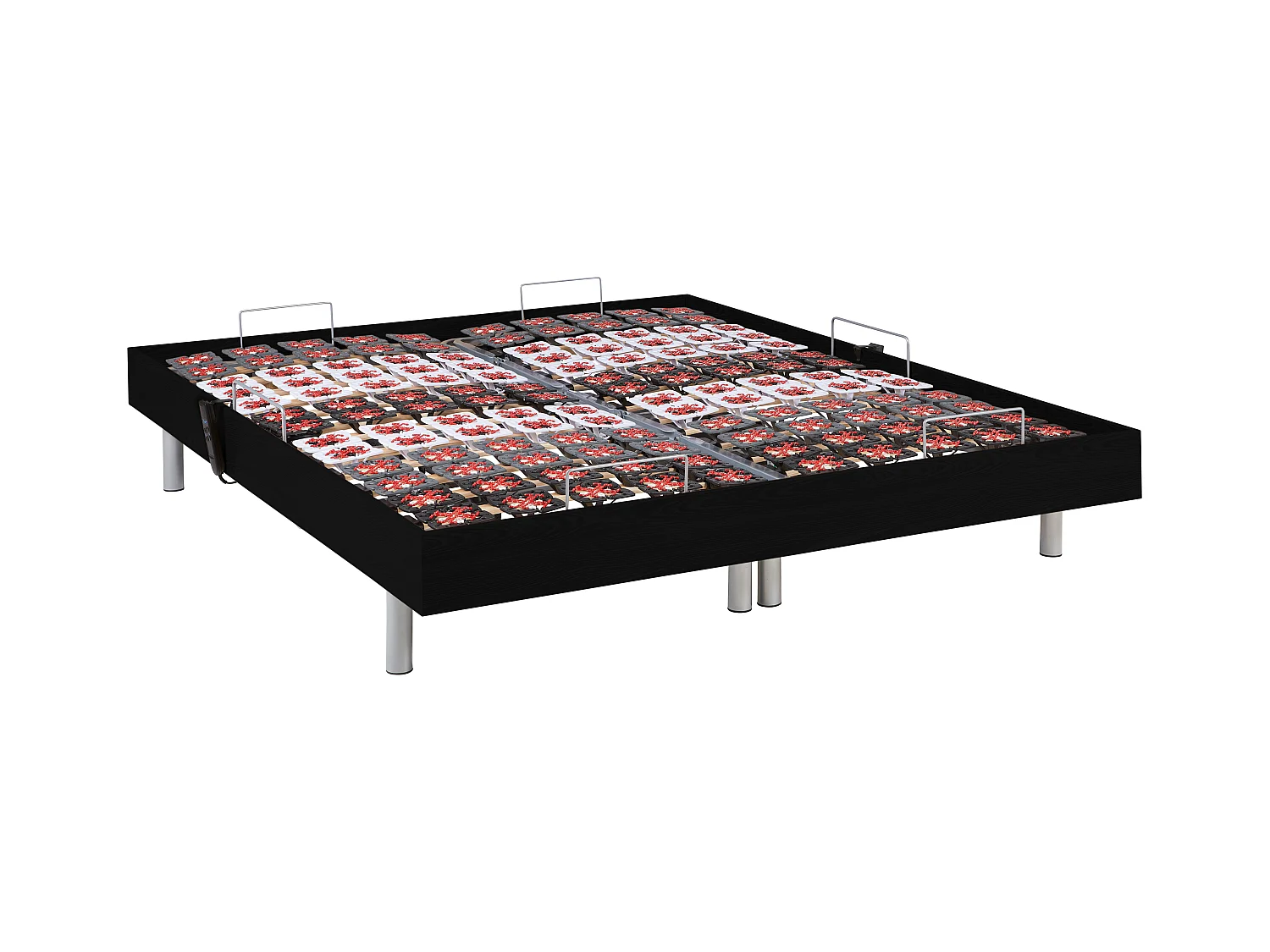Elektrische bedbodem 2x78 met contactplaatjes kleur zwart hout van Ysmée - 2x90x200cm  - motoren OKIN