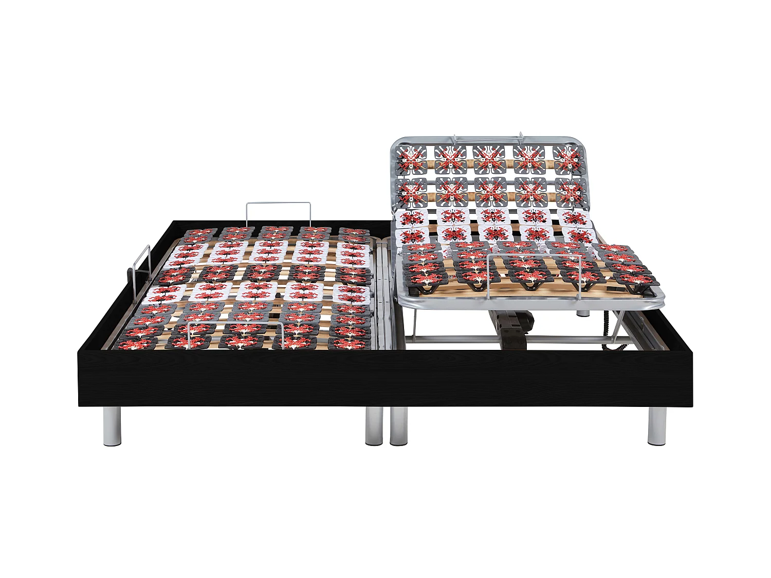 Elektrische bedbodem 2x78 met contactplaatjes kleur zwart hout van Ysmée - 2x90x200cm  - motoren OKIN