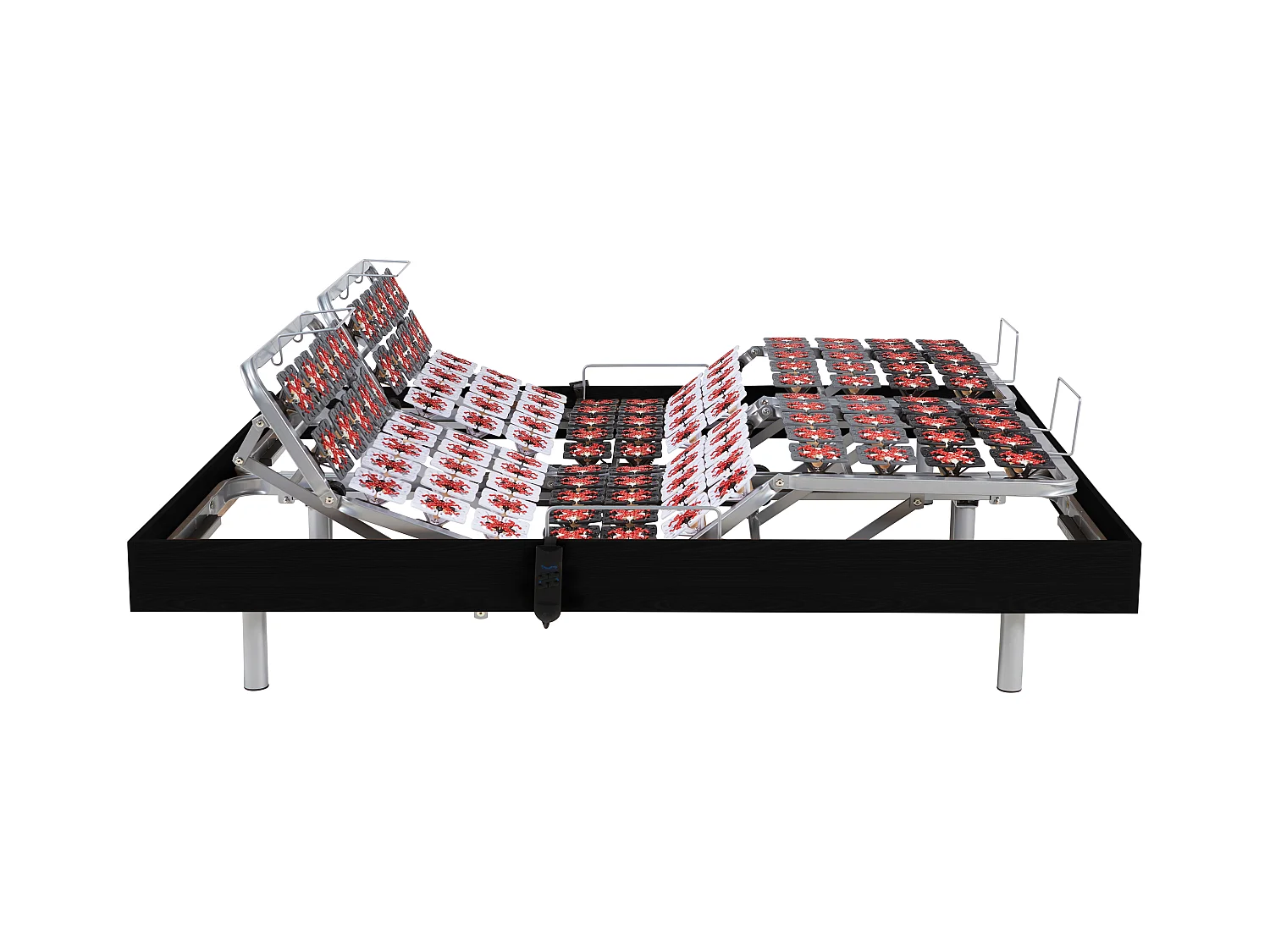 Elektrische bedbodem 2x78 met contactplaatjes kleur zwart hout van Ysmée - 2x90x200cm  - motoren OKIN